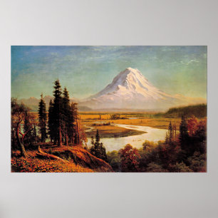 Poster Peinture d'Albert Bierstadt, Mont Rainier,