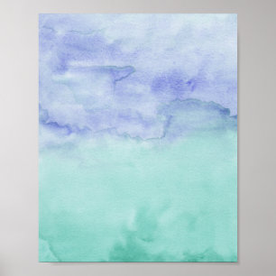 Poster Peinture d'aquarelle Abstraite Aqua Purple Duo