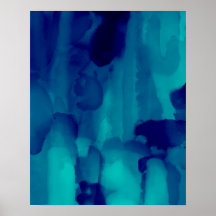 Peinture d'aquarelle Abstraite au néon bleu