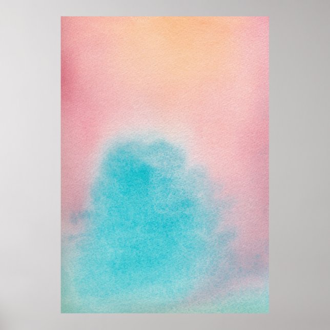 Poster Peinture d'aquarelle Abstraite XL bleu rose (Devant)