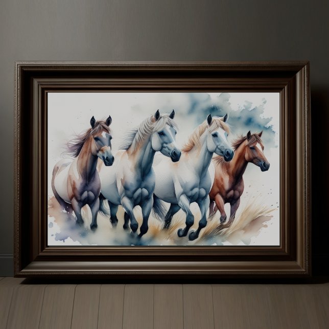 Poster Peinture d'aquarelle Chevaux sauvages (Créateur téléchargé)