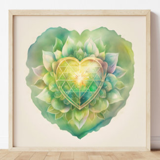 Poster Peinture d'aquarelle Coeur Chakra
