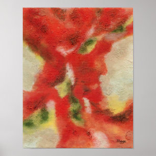 Poster Peinture d'art abstrait texture rouge orange jaune