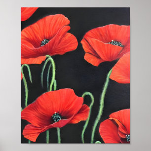 Poster Peinture d'art Red Poppies
