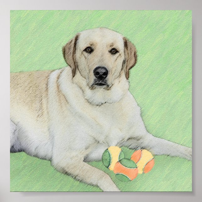Poster Peinture de balles de tennis et de retrieur du Lab (Devant)