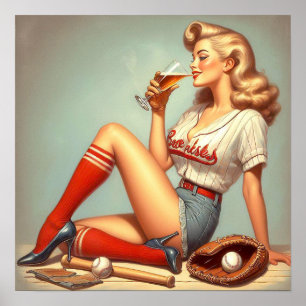 Poster Peinture de baseball rétrospective