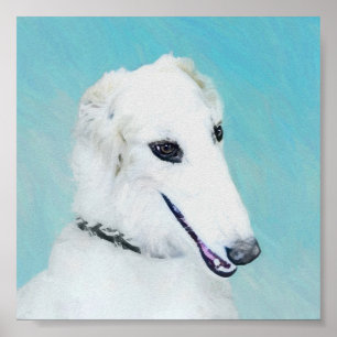 Poster Peinture de Borzoi (Blanc) - Joli Chien d'origine