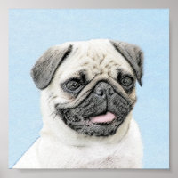 Peinture de carlin - Joli art original de chien