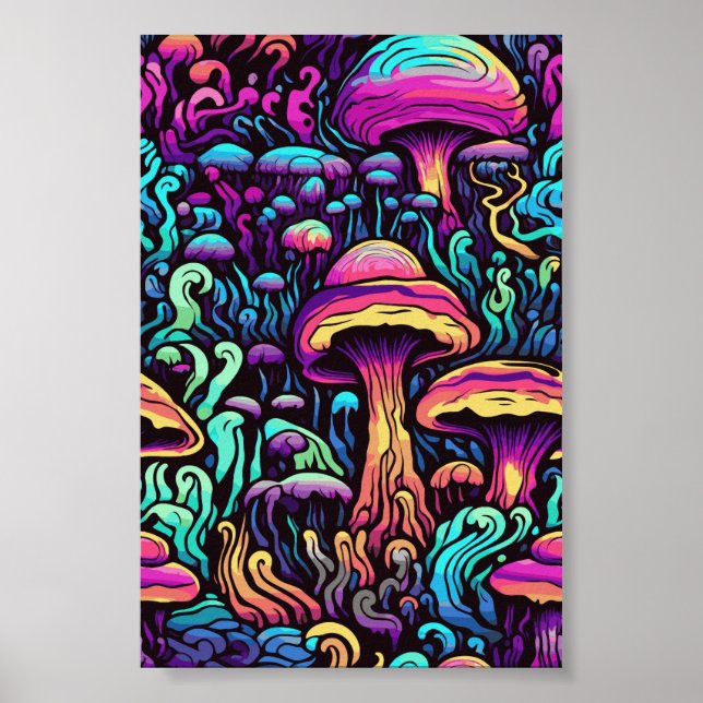 Poster Peinture de champignons Trippy (Devant)
