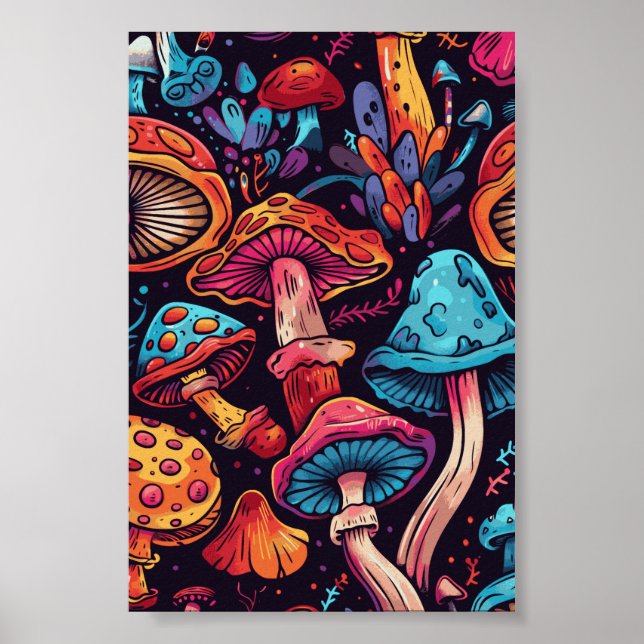 Poster Peinture de champignons Trippy (Devant)