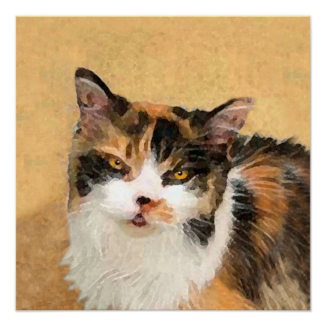 Poster Peinture de chat Calico - Cute Original Cat Art (Devant)