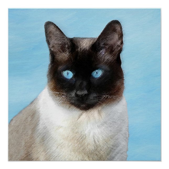 Poster Peinture de chats de Siamese - Cute Original Cat A (Devant)
