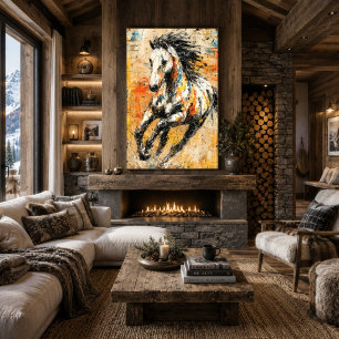 Poster Peinture de cheval expressionniste abstraite dynam