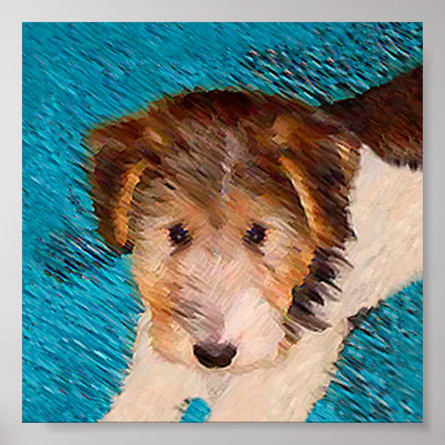 Poster Peinture de chiot Terrier Fox - Art de chien origi (Devant)