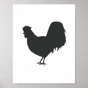 Poster Peinture de coq noir Décor de la ferme Imprimer