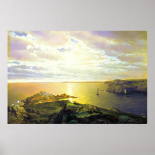 Poster Peinture de coucher de soleil sur la plage