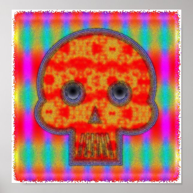 Poster Peinture de crâne de robot coloré (Devant)