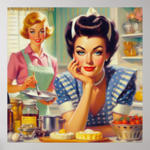 Poster Peinture de cuisine rétro