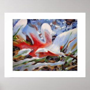 Poster Peinture de feuille de chêne gelée / Artiste Larry
