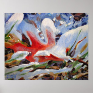 Poster Peinture de feuille de chêne gelée / Artiste Larry