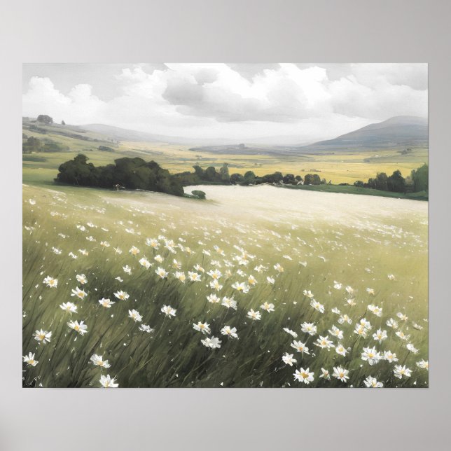 Poster Peinture de fleurs de printemps de prairie fleur s (Devant)