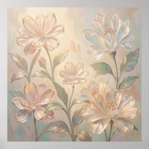Poster Peinture de fleurs douces au pastel