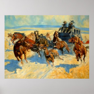 Poster Peinture de Frederic Remington “Abattre le Cheval 