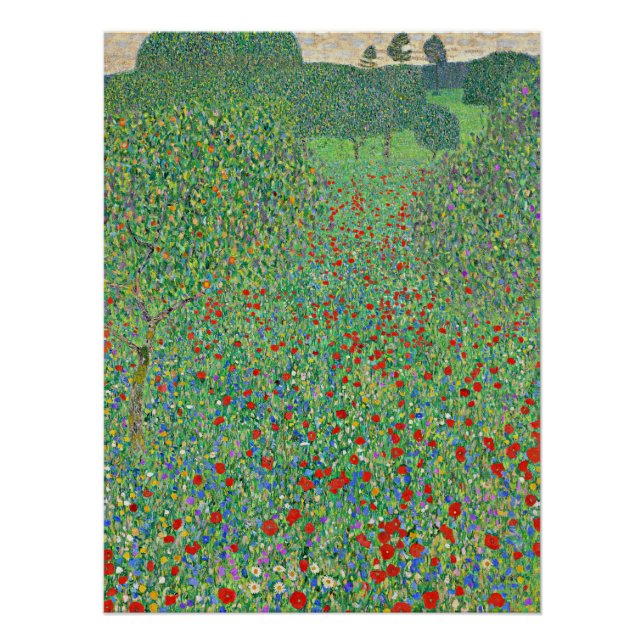 Poster Peinture de Gustav Klimt, Mohnfeld (Devant)