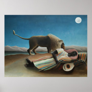 Poster Peinture de Henri Rousseau La Bohémienne endormie 