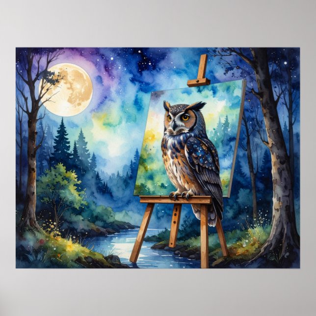 Poster Peinture de hibou (Devant)