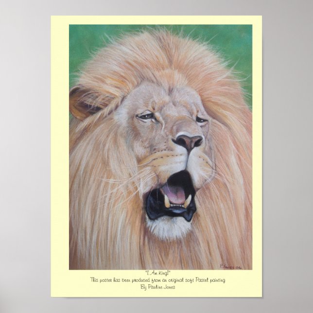 Poster peinture de la faune du lion hurlant du gros chat (Devant)
