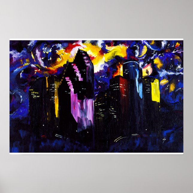 Poster Peinture de la ligne aérienne de Houston (Devant)
