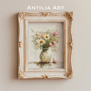 Poster Peinture de la vie morte Bouquet de fleurs de prin