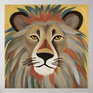 Poster Peinture de lion