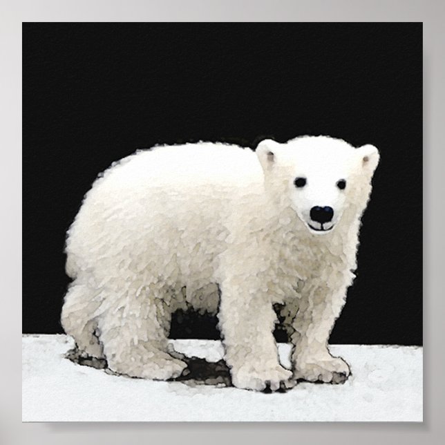 Poster Peinture de l'ours polaire - Art original de la fa (Devant)