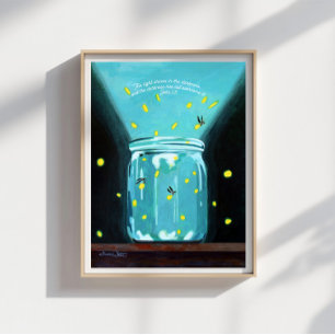 Poster Peinture de lucioles Jean 1 5 Verset biblique