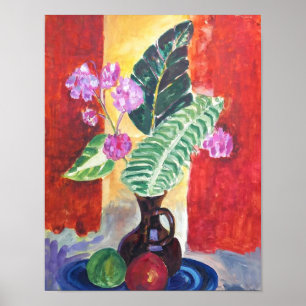 Poster Peinture de nature morte florale vibrante - Art mu