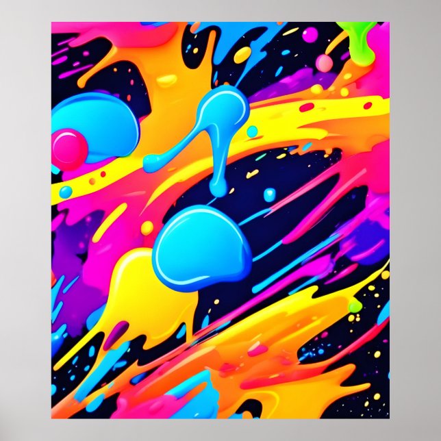 Poster Peinture de Neon Splatter (Devant)