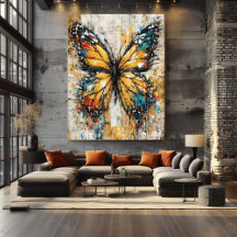 Peinture de papillon expressionniste abstraite col