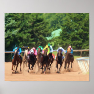 Poster Peinture de paquet de course de chevaux