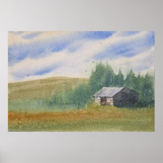 Poster Peinture de paysage à l'aquarelle