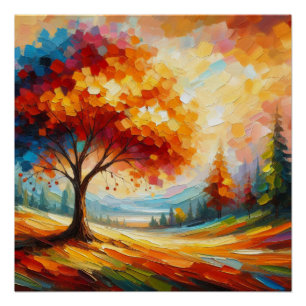 Poster Peinture de Paysage avec des Couleurs Vives