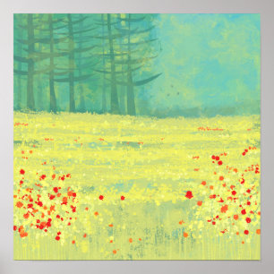 Poster Peinture de paysage de prairie