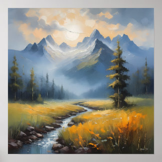 Poster Peinture de paysage sereine - Nature paisible