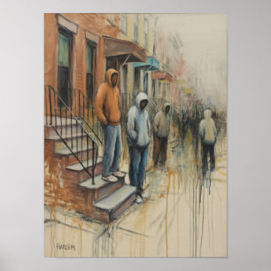 Poster Peinture de personnages à capuche de Harlem