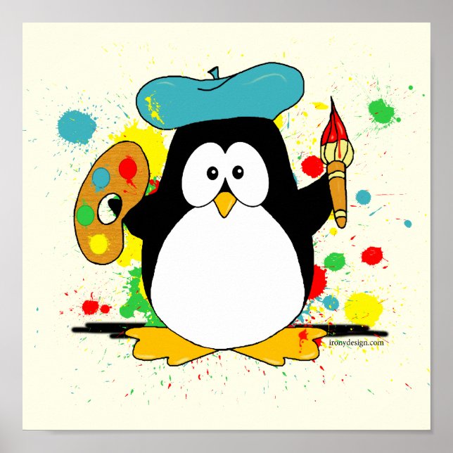Poster Peinture de pingouin (Devant)