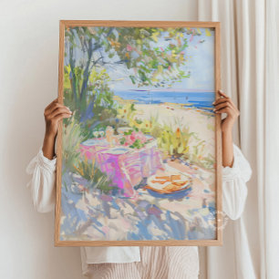Poster Peinture de pique-nique d'été côtière Imprimer