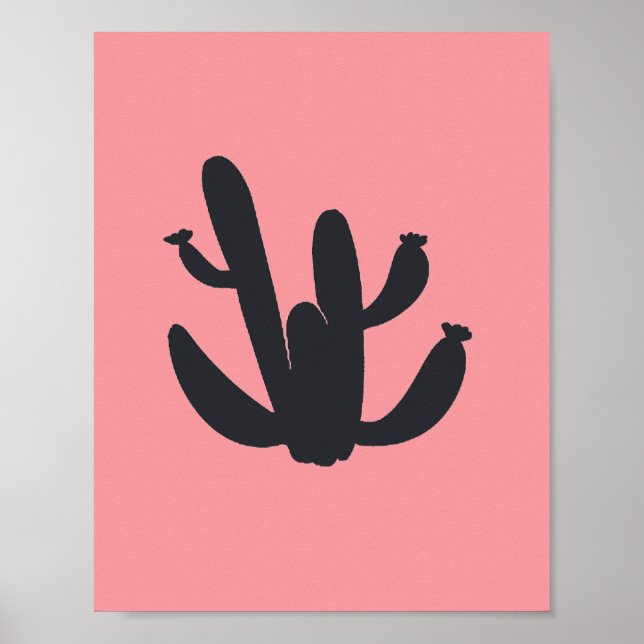 Poster Peinture de plante de cactus noir Graphisme du dés (Devant)
