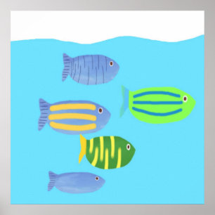 Poster peinture de poissons