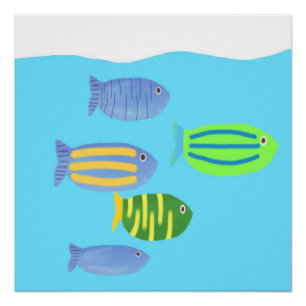 Poster peinture de poissons